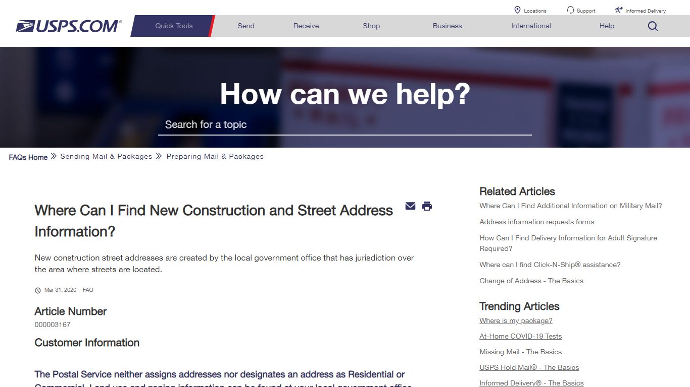 Where Can I Find New Construction and Street Address Information? - USPS